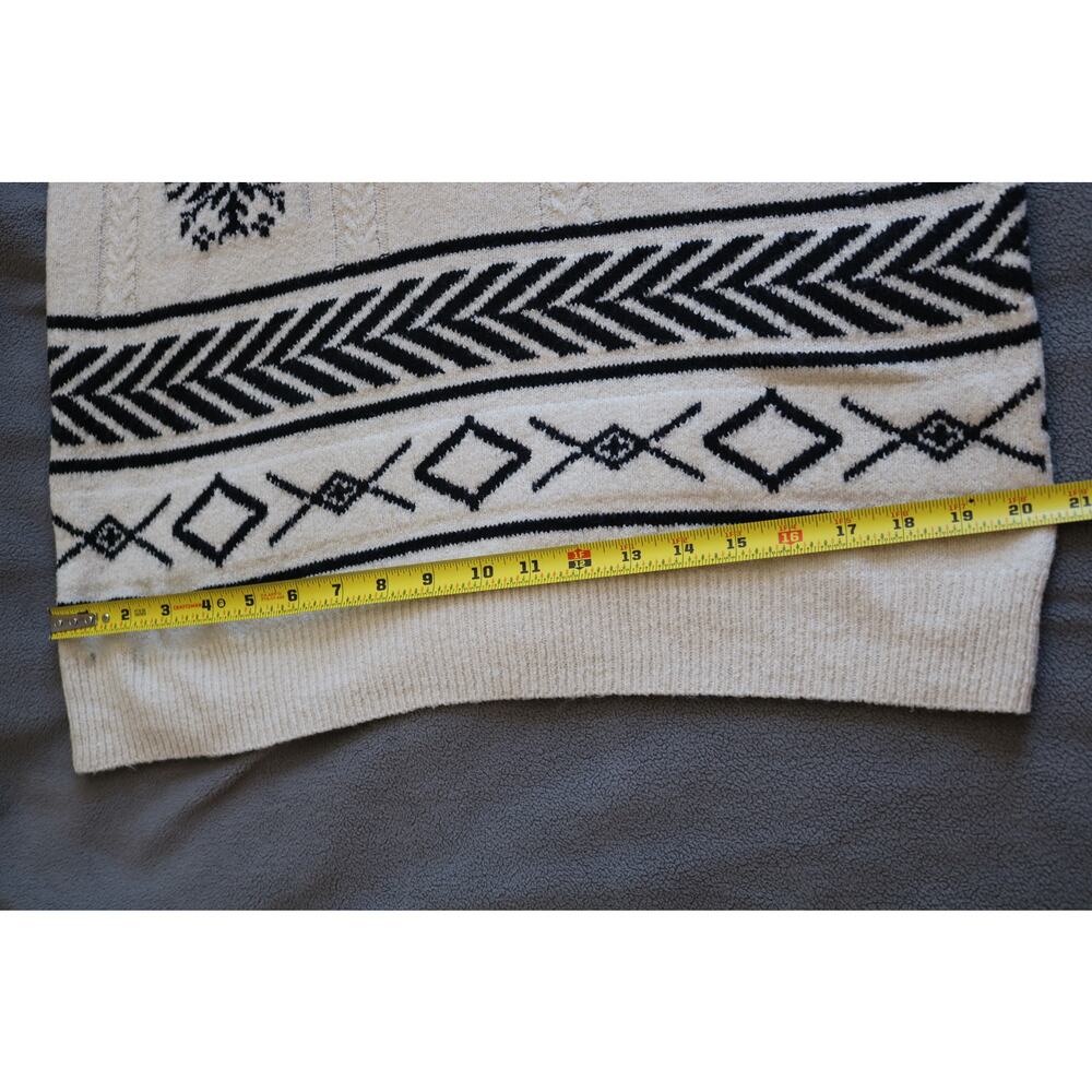 LUCKY BRAND Sweater Dress Large Cream Black White Geometric Diamond Cable Knit - Picture 4 of 13